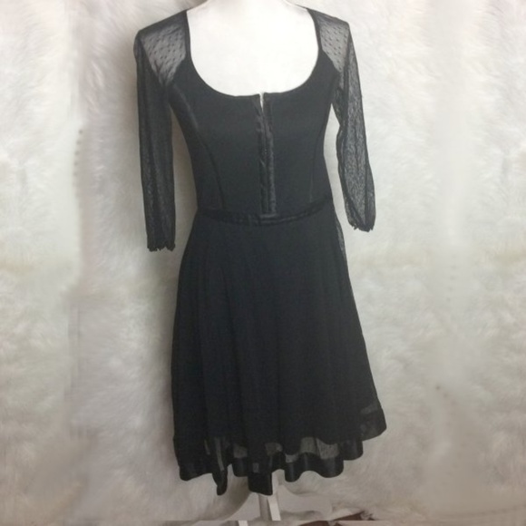 Betsey Johnson Dresses & Skirts - Betsey Johnson Sheer sleeve black Dress Size S